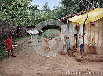 Childhood games in rural India Editorial Stock Photo