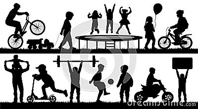 Childhood, kids, different events. Vector Illustration