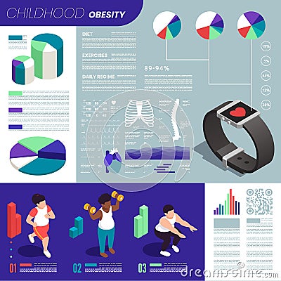 Childhood Obesity Infographic Illustration Vector Illustration