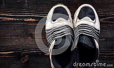 Pair of vintage used teenage sneakers Stock Photo