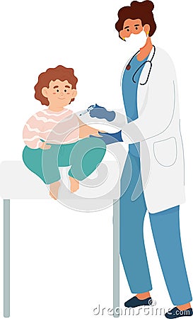 Childhood vaccination against COVID-19 Vector Illustration