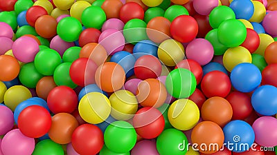 multicolored balls that fall into a ball pool at the daycare or indoor children's fun center kindergarten background 3D Stock Photo