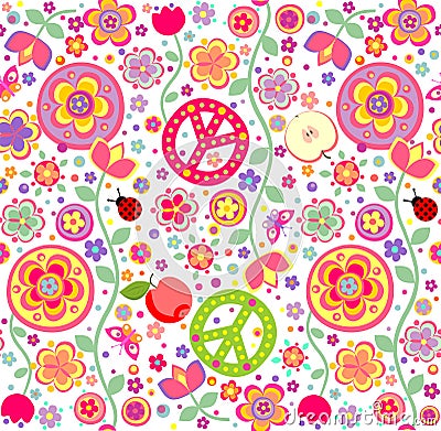 Childish hippie wallpaper Vector Illustration