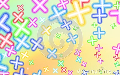 Childish Mottled multicolored plusses, background colorful. Design educational toys. Business growth sales shop childrens. Plus, Vector Illustration