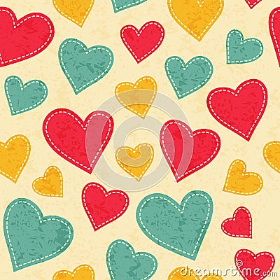 Childish seamless pattern with hearts Vector Illustration