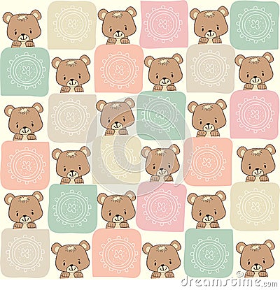 Childish seamless pattern with teddy bear Vector Illustration