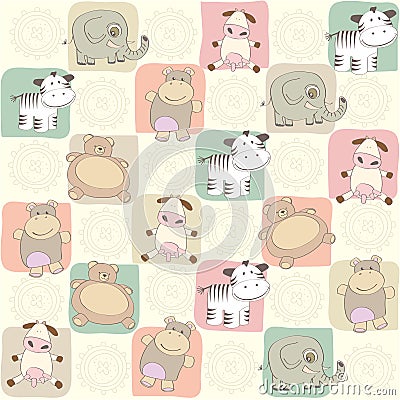 Childish seamless pattern with toys Vector Illustration