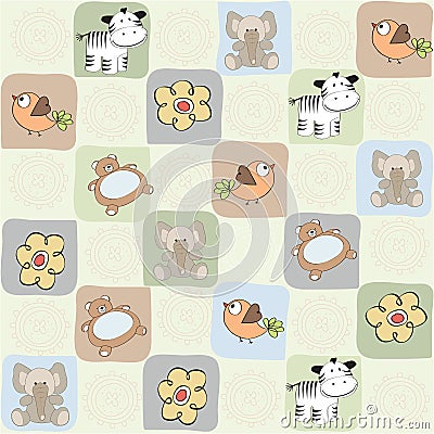 Childish seamless pattern with toys Vector Illustration