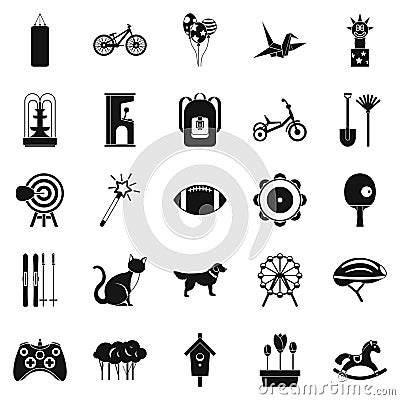 Childish sports icons set, simple style Vector Illustration