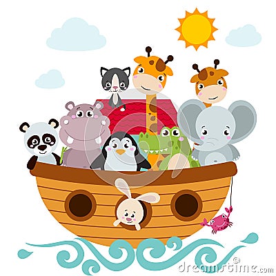 Childish style illustration of Noah`s ark Vector Illustration