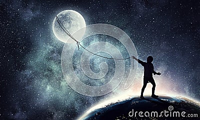 Childish sweet dreams . Mixed media Stock Photo