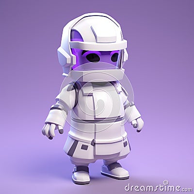 Childlike 3d Rendering Of A Purple White Robot Outfit Stock Photo