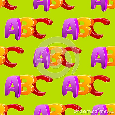 Childlike doodle ABC seamless pattern, flat design Vector Illustration