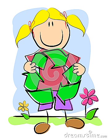 Childlike Drawing Recycle Symbol Cartoon Illustration