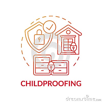 Childproofing red gradient concept icon Cartoon Illustration