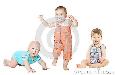 Children Active Growth Portrait, Little Kids, Baby Activity Stock Photo