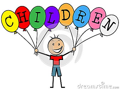 Children Balloons Indicates Toddlers Kids And Youngsters Stock Photo