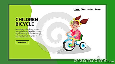 Children Bicycle Tricycle Ride Little Girl Vector Vector Illustration