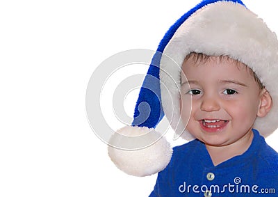 Children: Blue Santa Baby Stock Photo