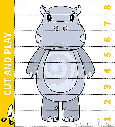 Children board animal game cut and play for number in place for preschoolers and primary school students worksheets.Page Vector Illustration