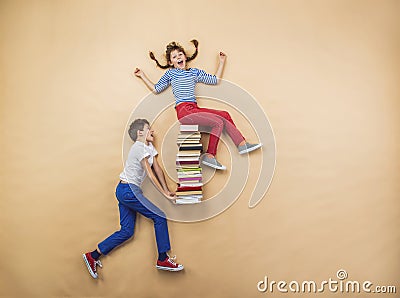 Children with books Stock Photo