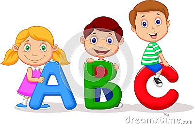 Children cartoon with ABC alphabet Vector Illustration