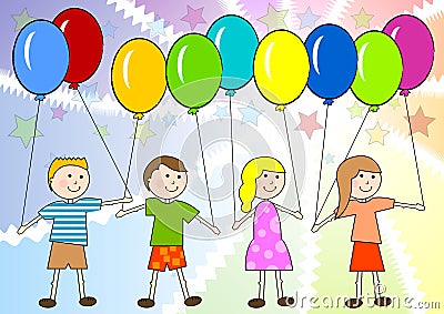 Children celebrate Vector Illustration