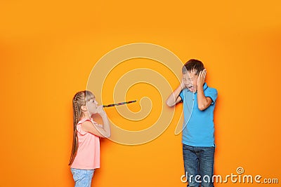 Children celebrating April Fool`s day Stock Photo