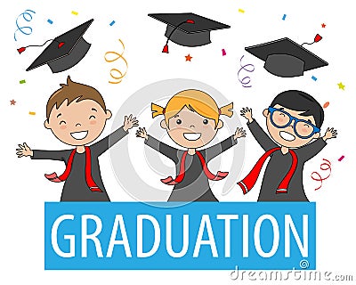 Children celebrating the end of the year. Vector Illustration