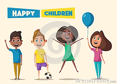 Children character. Cartoon vector illustration Vector Illustration