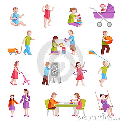 Children Characters Set Vector Illustration