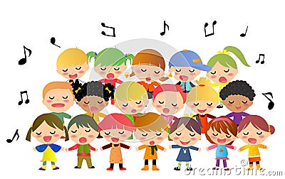 Children choir singing Vector Illustration