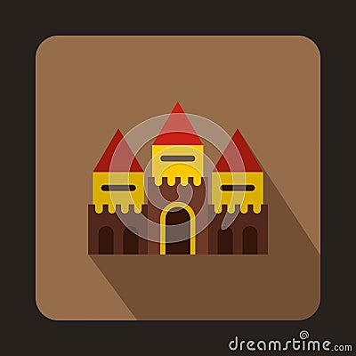 Children colorful castle icon, flat style Vector Illustration