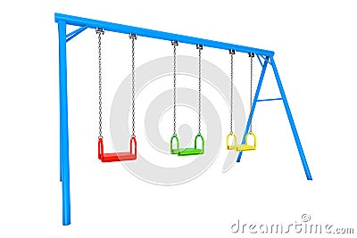 Children colorful playground swing Stock Photo