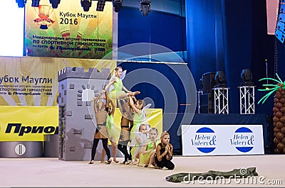 Children compete in international competitions on sport gymnastics Editorial Stock Photo