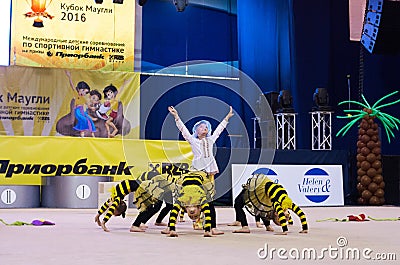 Children compete in international competitions on sport gymnastics Editorial Stock Photo