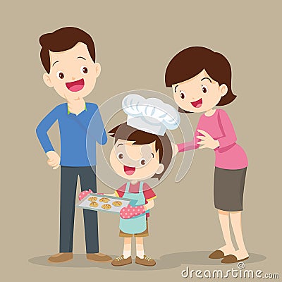 Children cooking cookies Vector Illustration