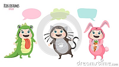 Children in costumes communicate Vector Illustration