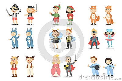 Children costumes set. Vector Illustration