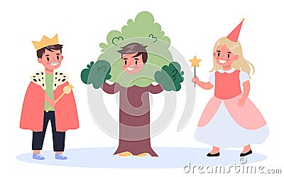 Children creative hobby concept. Children drama club, school play. Vector Illustration