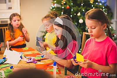 Amusement of kids teamwork and daring energy Stock Photo