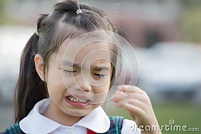 Children crying first day go to pre kindergarten school. Stock Photo