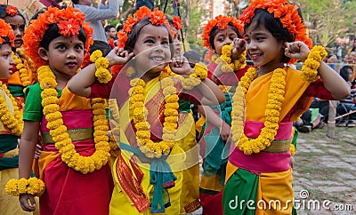Children dance performers enjoying at spring festival Editorial Stock Photo