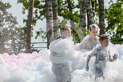 children dance and relax at the foam disco in Aizkraukle 25 Editorial Stock Photo
