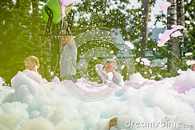 children dance and relax at the foam disco in Aizkraukle 24 Editorial Stock Photo