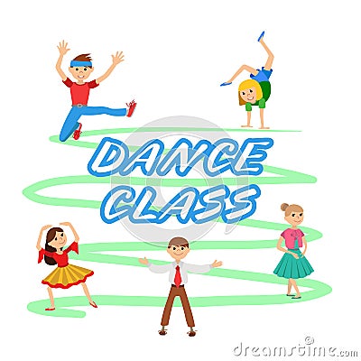 Children dancing round icons set vector illustration Vector Illustration