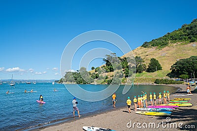 Children developing water confidence and skills by Mount Maunganui Surf Lifeguard Club Editorial Stock Photo