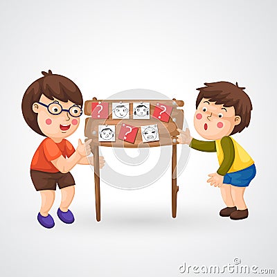 Children doing homework Vector Illustration