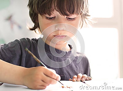 Children draw in home Stock Photo