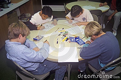 Children Drawing at the Sioux City Art Center, Iowa Editorial Stock Photo